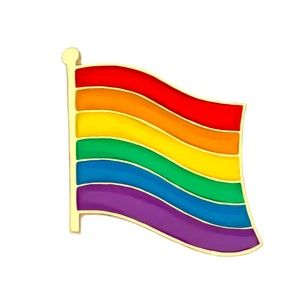 Rainbow Wavy Flag Enamel Pin